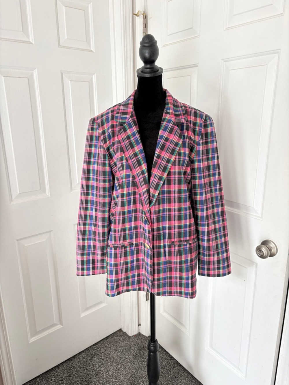 Fundamental Things Vintage Women’s Pink Plaid Blazer Jacket